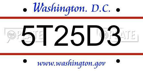 5T25D3 District Of Columbia License Plate