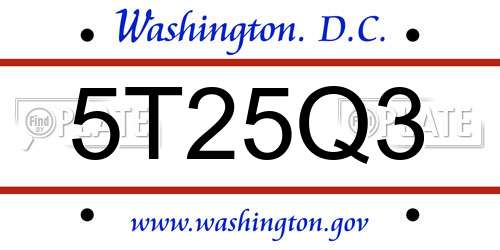 5T25Q3 District Of Columbia License Plate
