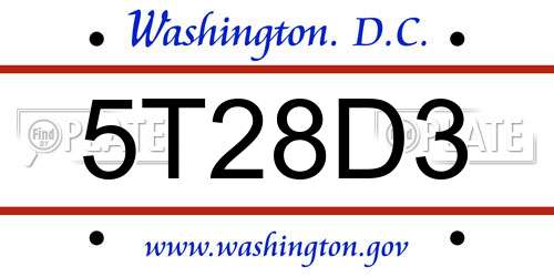 5T28D3 District Of Columbia License Plate