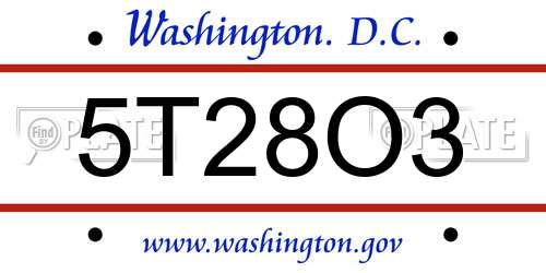 5T28O3 District Of Columbia License Plate