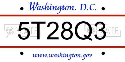 5T28Q3 District Of Columbia License Plate