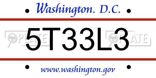 5T33L3 District Of Columbia License Plate