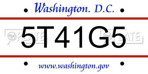 5T41G5 District Of Columbia License Plate