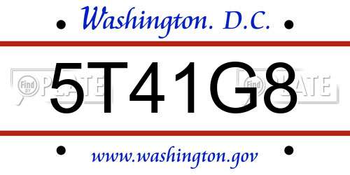 5T41G8 District Of Columbia License Plate