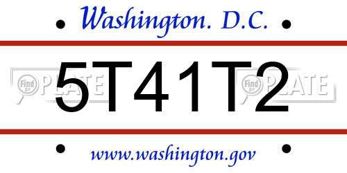 5T41T2 District Of Columbia License Plate