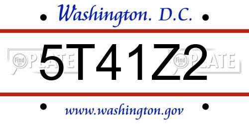 5T41Z2 District Of Columbia License Plate