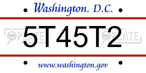 5T45T2 District Of Columbia License Plate