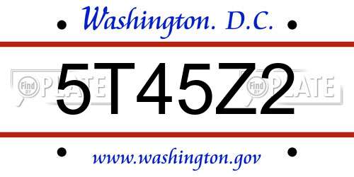 5T45Z2 District Of Columbia License Plate
