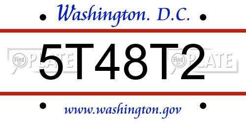 5T48T2 District Of Columbia License Plate