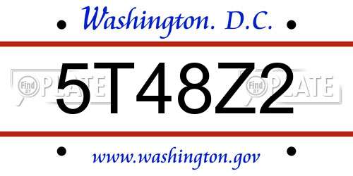 5T48Z2 District Of Columbia License Plate