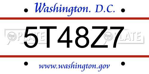 5T48Z7 District Of Columbia License Plate