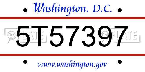 5T57397 District Of Columbia License Plate