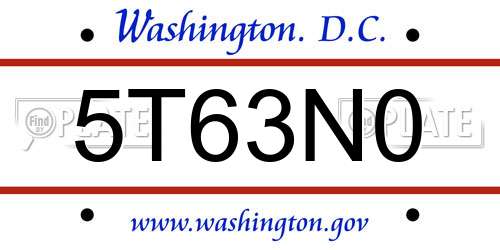 5T63N0 District Of Columbia License Plate