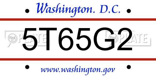 5T65G2 District Of Columbia License Plate