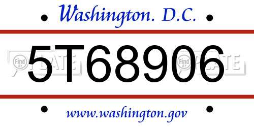 5T68906 District Of Columbia License Plate