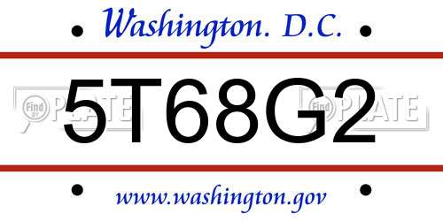 5T68G2 District Of Columbia License Plate