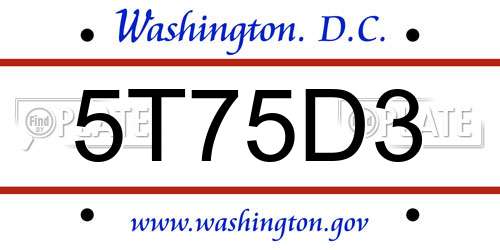 5T75D3 District Of Columbia License Plate