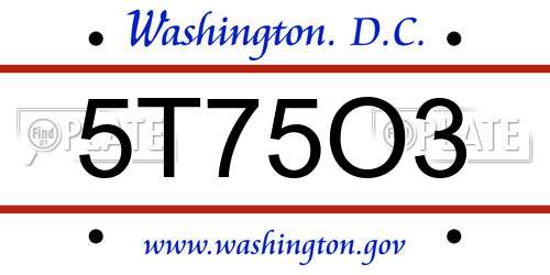 5T75O3 District Of Columbia License Plate