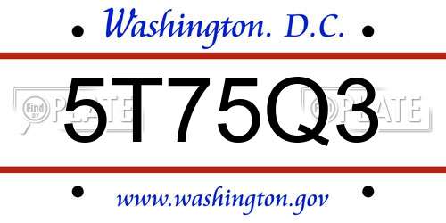 5T75Q3 District Of Columbia License Plate