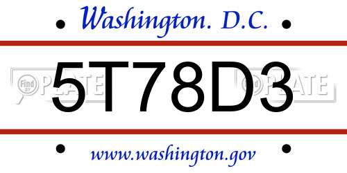5T78D3 District Of Columbia License Plate