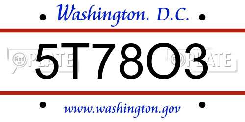 5T78O3 District Of Columbia License Plate