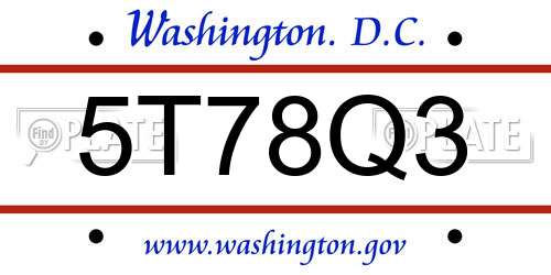 5T78Q3 District Of Columbia License Plate