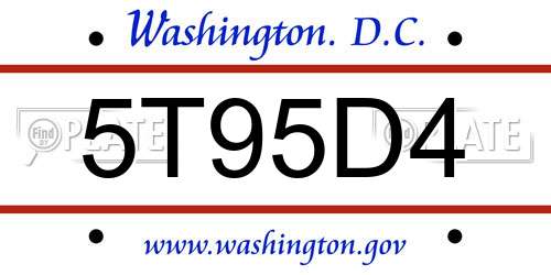 5T95D4 District Of Columbia License Plate