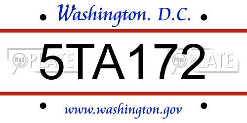5TA172 District Of Columbia License Plate