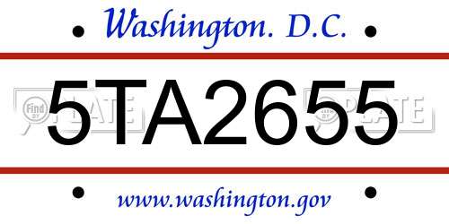 5TA2655 District Of Columbia License Plate