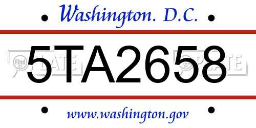 5TA2658 District Of Columbia License Plate