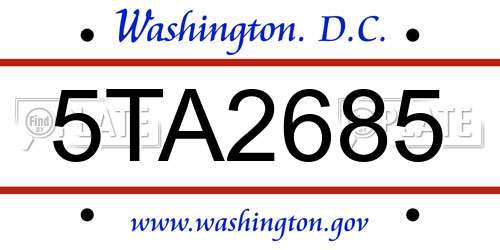 5TA2685 District Of Columbia License Plate