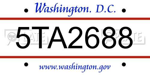 5TA2688 District Of Columbia License Plate