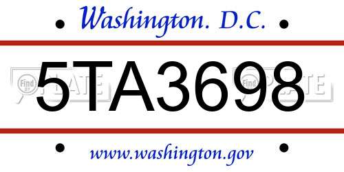 5TA3698 District Of Columbia License Plate