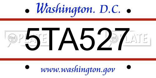 5TA527 District Of Columbia License Plate