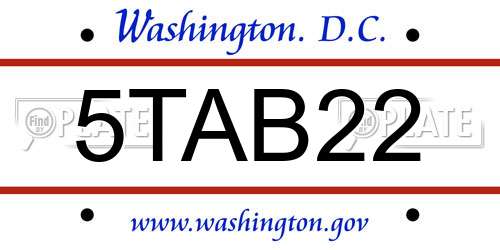 5TAB22 District Of Columbia License Plate