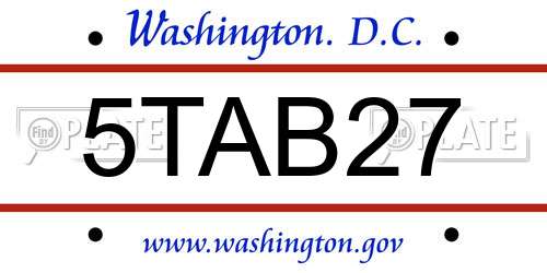 5TAB27 District Of Columbia License Plate