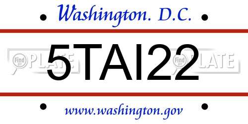5TAI22 District Of Columbia License Plate