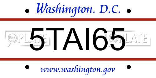 5TAI65 District Of Columbia License Plate