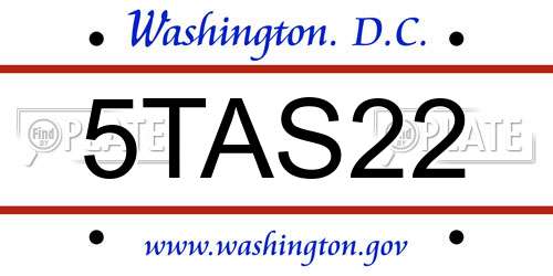 5TAS22 District Of Columbia License Plate