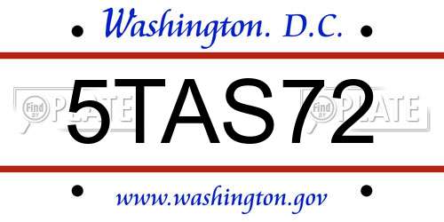 5TAS72 District Of Columbia License Plate