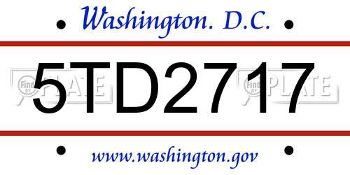 5TD2717 District Of Columbia License Plate