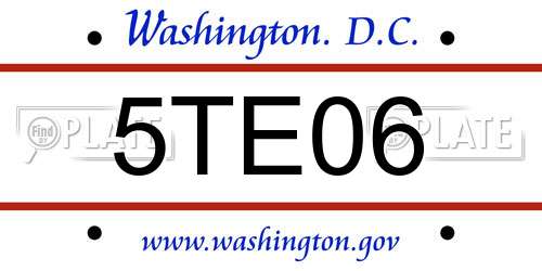 5TE06 District Of Columbia License Plate