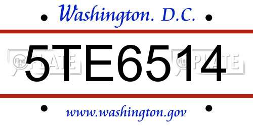 5TE6514 District Of Columbia License Plate