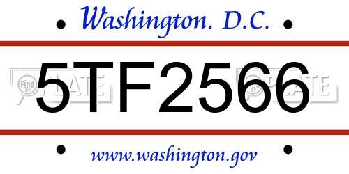 5TF2566 District Of Columbia License Plate