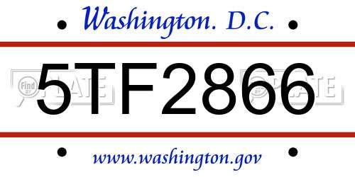 5TF2866 District Of Columbia License Plate