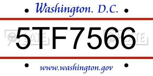5TF7566 District Of Columbia License Plate