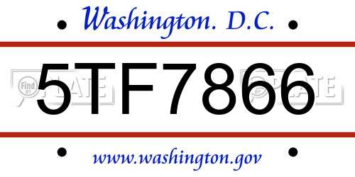 5TF7866 District Of Columbia License Plate