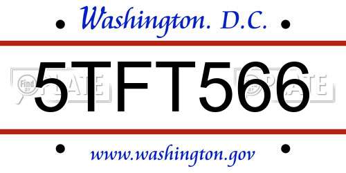 5TFT566 District Of Columbia License Plate