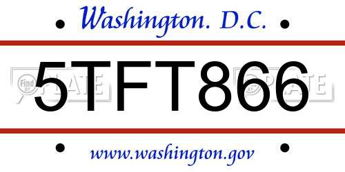 5TFT866 District Of Columbia License Plate