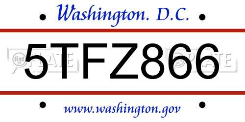 5TFZ866 District Of Columbia License Plate